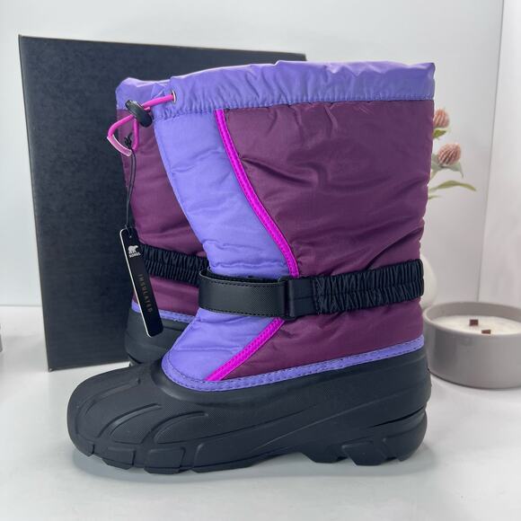 Sorel Flurry Print Adjustable Boots Purple Dahlia/Paisley Purple Big Girl 7 NWB - Picture 6 of 10